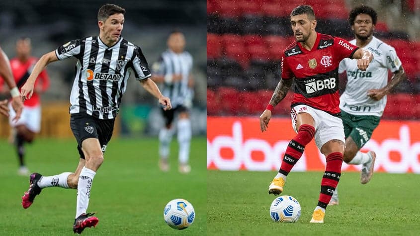 Nacho (Galo) e Arrascaeta (Flamengo).