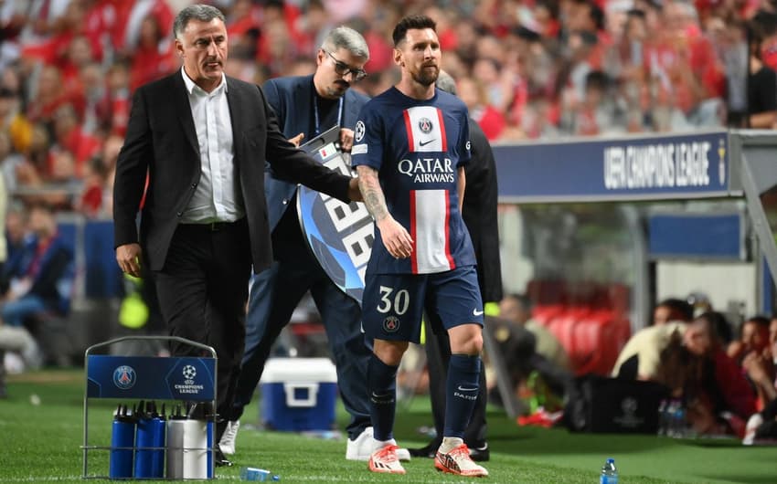 Benfica x PSG - Christophe Galtier e Lionel Messi