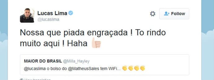 Lucas Lima responde palmeirenses no Twitter