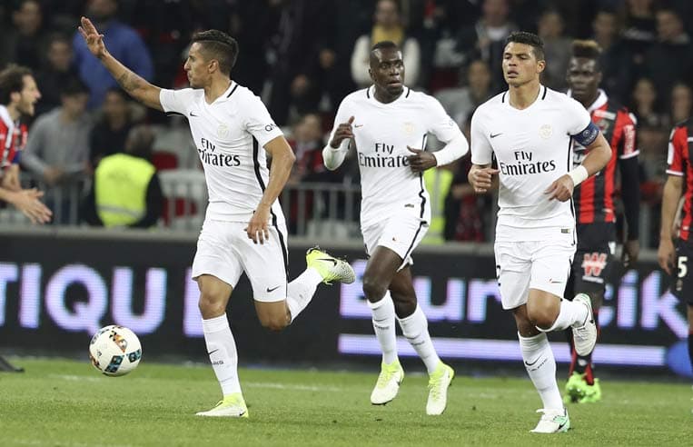 Marquinhos, Matuidi e Thiago Silva - Nice x PSG