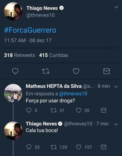 Thiago Neves defende Guerrero