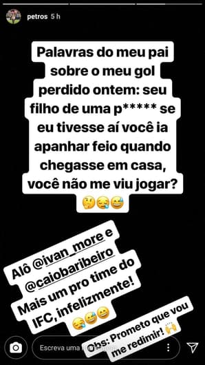 Petros divulgou as cobranças que recebeu pela chance incrível que perdeu