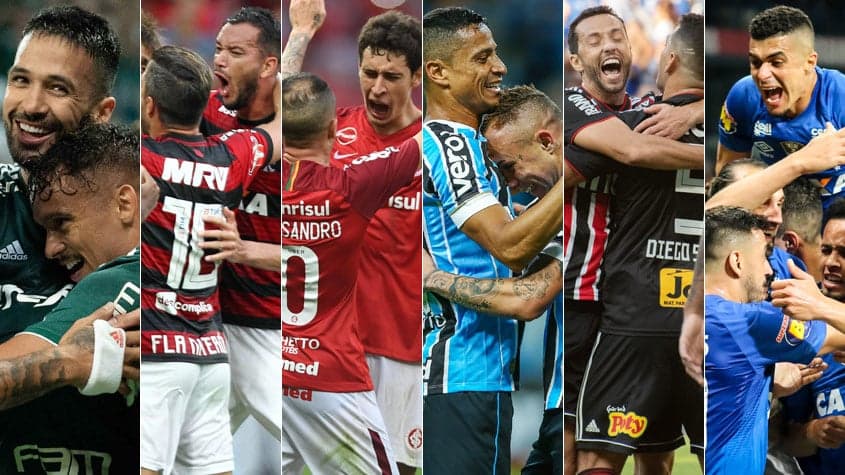 Montagem garantidos na libertadores de 2019 / palmeiras, fla, inter, gremio, sp e cruzeiro