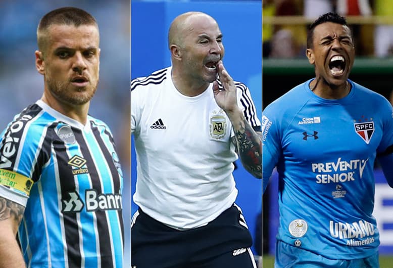 Montagem - Ramiro, o técnico Jorge Sampaoli e o goleiro Sidão