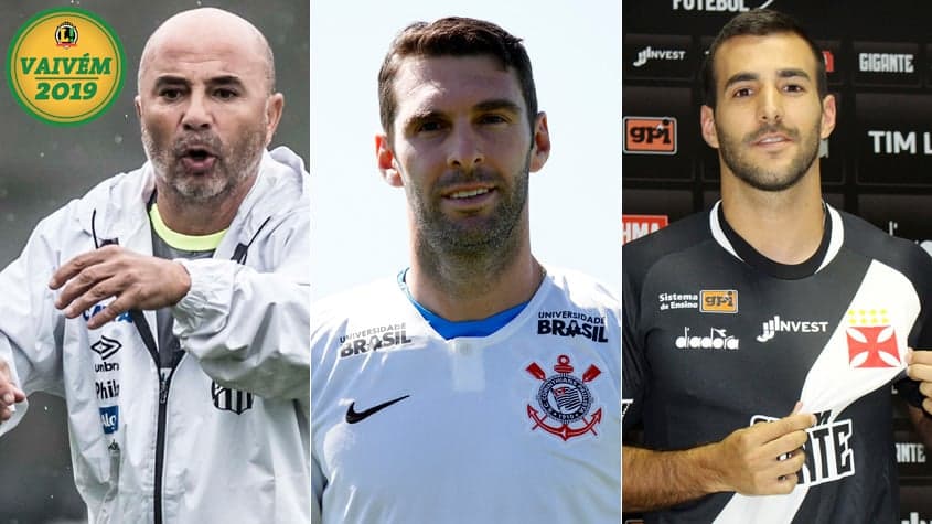 Montagem com Sampaoli (Santos), Boselli (Corinthians) e Raul Cáceres (Vasco), com a logo do Vaivém.