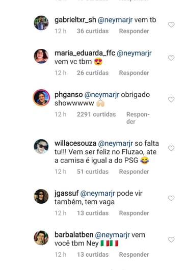 Ganso no Fluminense - Comentários no Instagram