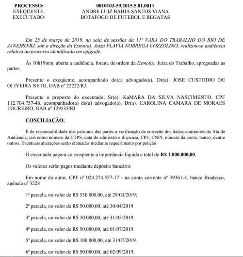 Botafogo e Andre Bahia chegaram a acordo por dívida