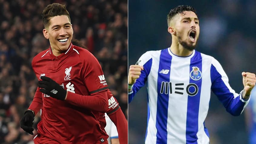 Montagem Firmino (Liverpool) / Alex Telles (Porto)