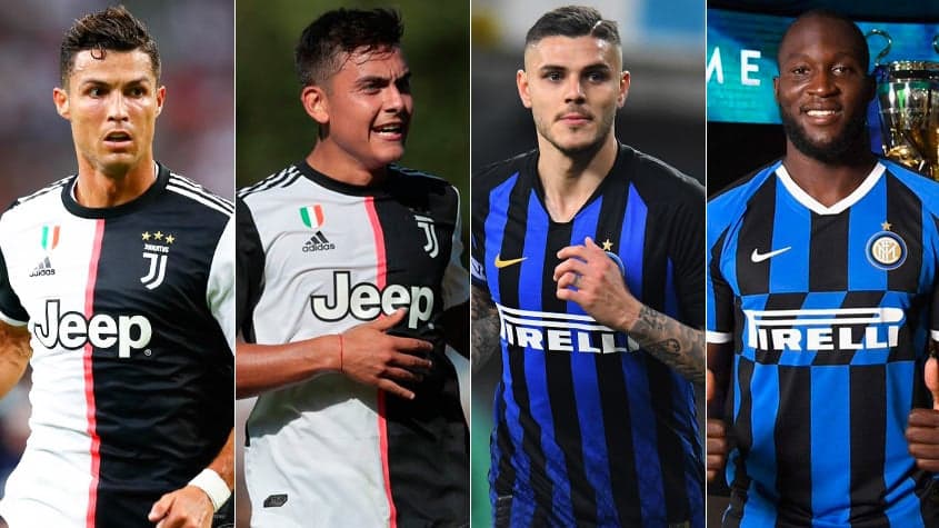 Montagem - Cristiano Ronaldo, Dybala, Icardi e Lukaku