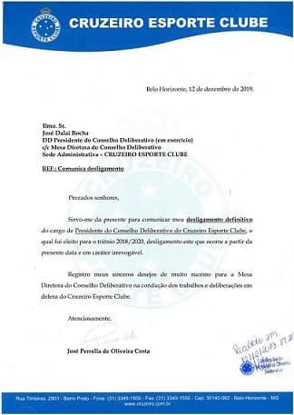 Carta-renúncia estava assinada desde o dia 12 de dezembro