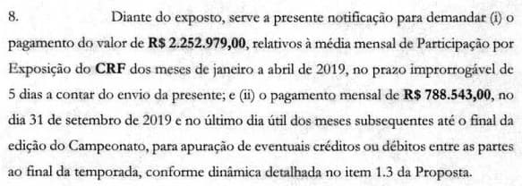 Contrato Flamengo x Globo - Notificação Fla