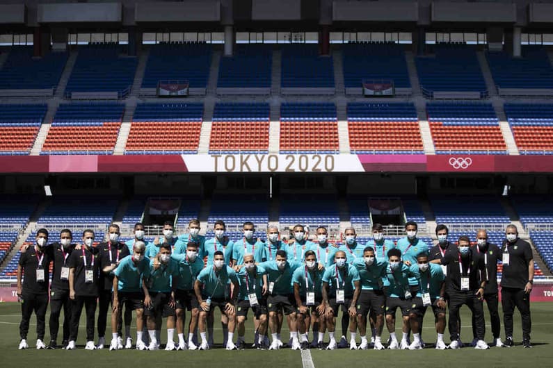 Reconhecimento de gramado da Seleção Brasileira masculina antes de Brasil x Alemanha, nos Jogos Olímpicos