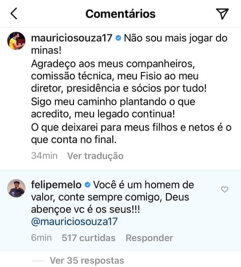 Comentário Felipe Melo Mauricio Souza