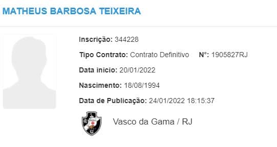 Matheus Barbosa - Vasco - BID