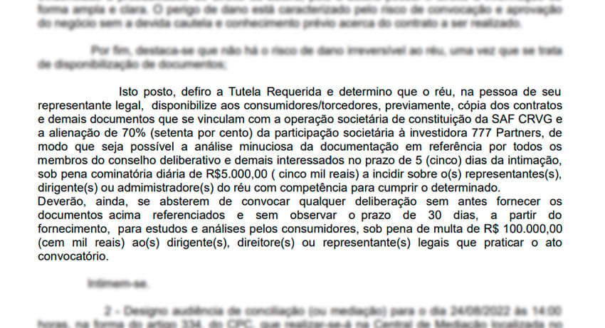 Justiça paralisa SAF Vasco