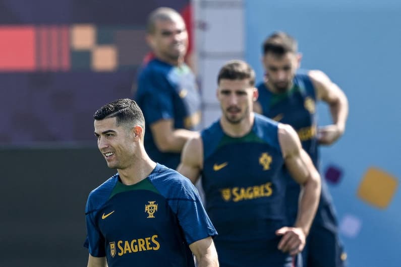 Cristiano Ronaldo, Rúben Dias e Bruno Fernandes - Treino Portugal