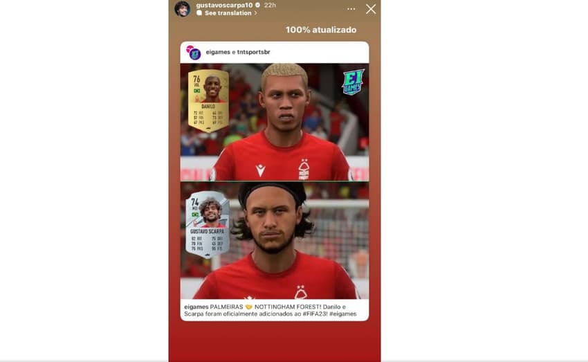 Gustavo Scarpa e Danilo no Fifa 23