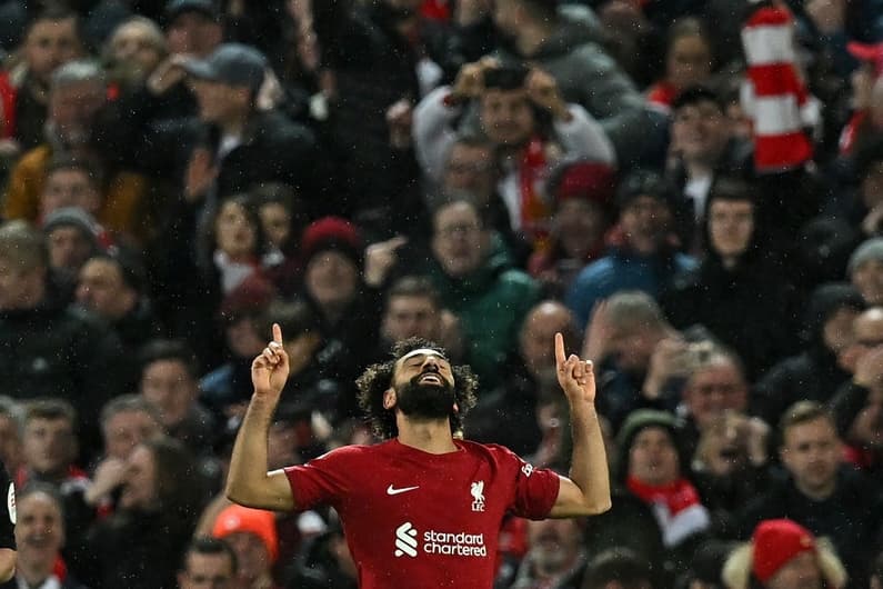 Salah comemora mais um gol pelo Liverpool