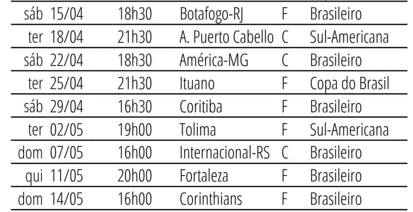 Próximos jogos do São Paulo SPFC 1