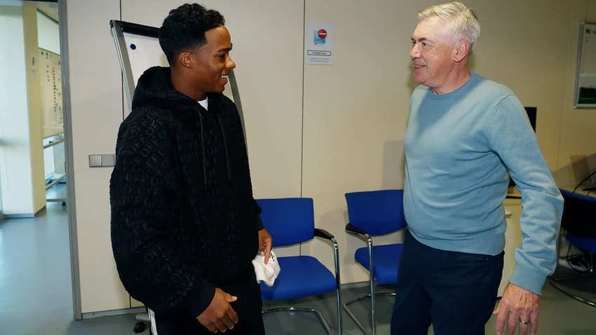 Endrick e Ancelotti - visita ao Real Madrid