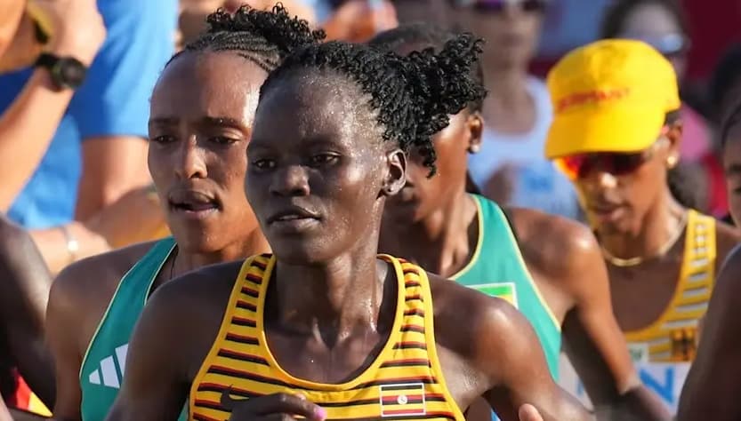 Rebecca Cheptegei terminou na 44ª posição na maratona dos Jogos Olímpicos de Paris (Foto: Olympics)