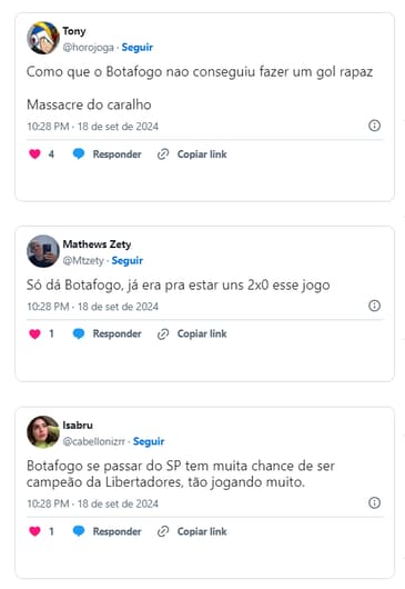 Web reage Botafogo x São Paulo