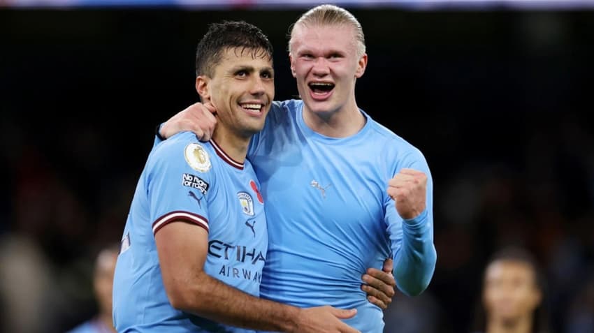 Rodri e Haaland, destaques do Manchester City (Foto: Divulgação/Manchester City)