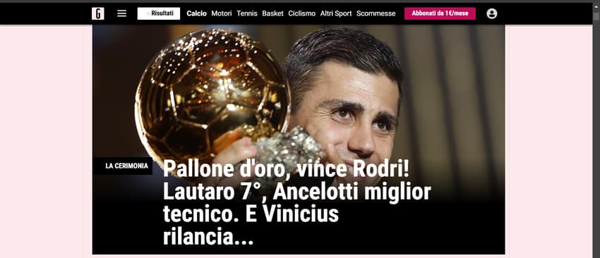 Gazzetta dello Sport &#8211; Repercussão Bola de Ouro