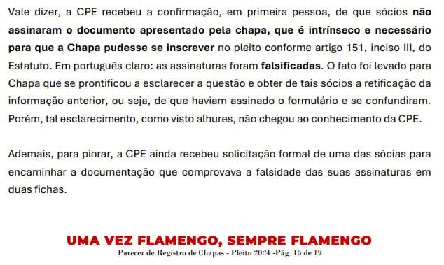 Parecer Comissão Permanente Eleitoral Flamengo