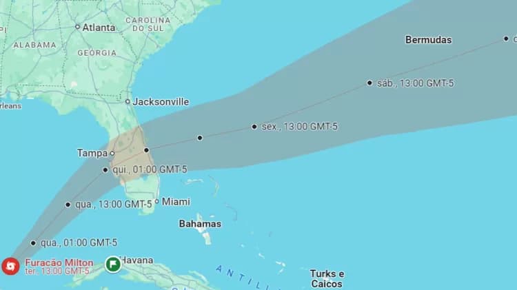 projecao-feita-pelo-google-maps-mostra-possivel-trajetoria-do-furacao-milton