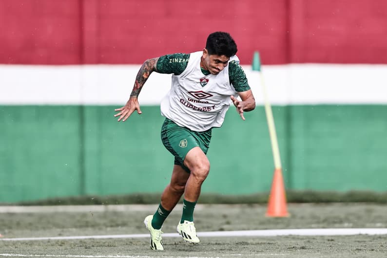 Germán Cano treina no CT do Fluminense durante a Data Fifa