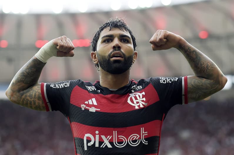 Gabigol comemora seu gol pelo Flamengo no jogo de ida da final da Copa do Brasil contra o Atlético-MG, no Maracanã (Foto: Thiago Ribeiro/AGIF)