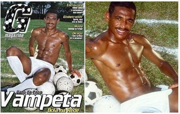 Vampeta, ex-Corinthians, em ensaio fotográfico, em 1999