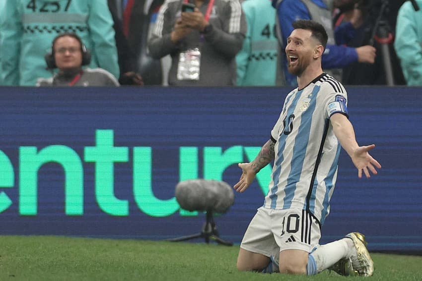 Messi comemora o tricampeonato da Argentina na Copa do Mundo