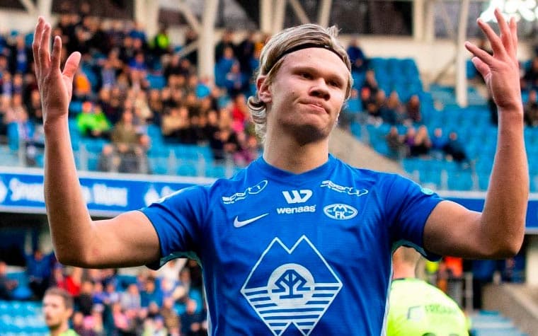 Erling Haaland em ação pelo Molde FK (Foto: Divulgação/Site/Molde FK)