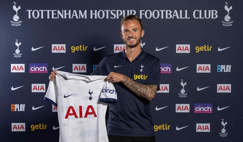 No Tottenham desde a temporada 2023/24, James Maddison se lesionou em amistoso de pré-temporada (Foto: Divulgação/Tottenham)