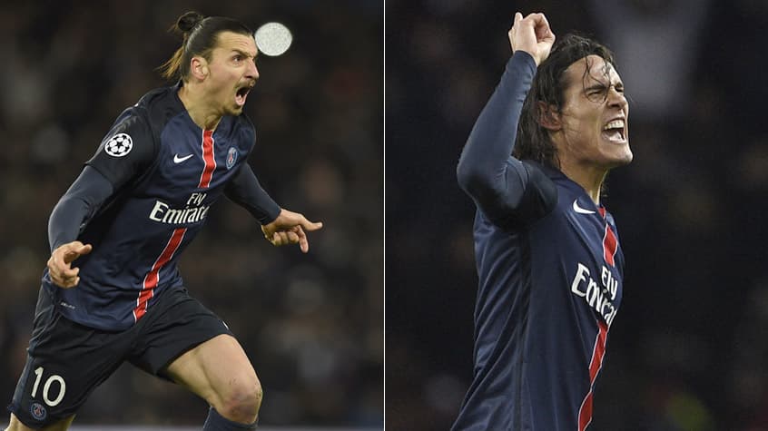 HOME - PSG x Chelsea - Liga dos Campeões - Ibrahimovic e Cavani (Foto: Franck Fife/AFP)