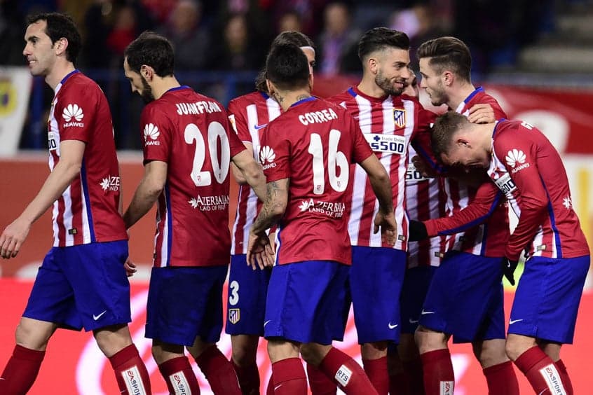 Gol do Atletico de Madrid contra o La Coruna