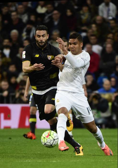 Casemiro do Real Madrid contra o Sevilla