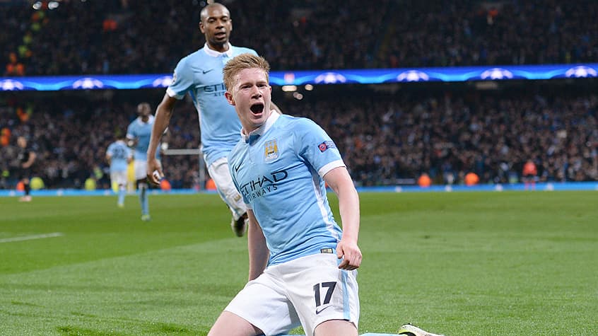 HOME - Manchester City x PSG - Liga dos Campeões - De Bruyne (Foto: Oli Scarff/AFP)