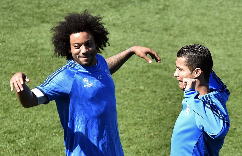 Marcelo e Cristiano Ronaldo - Treino do Real Madrid