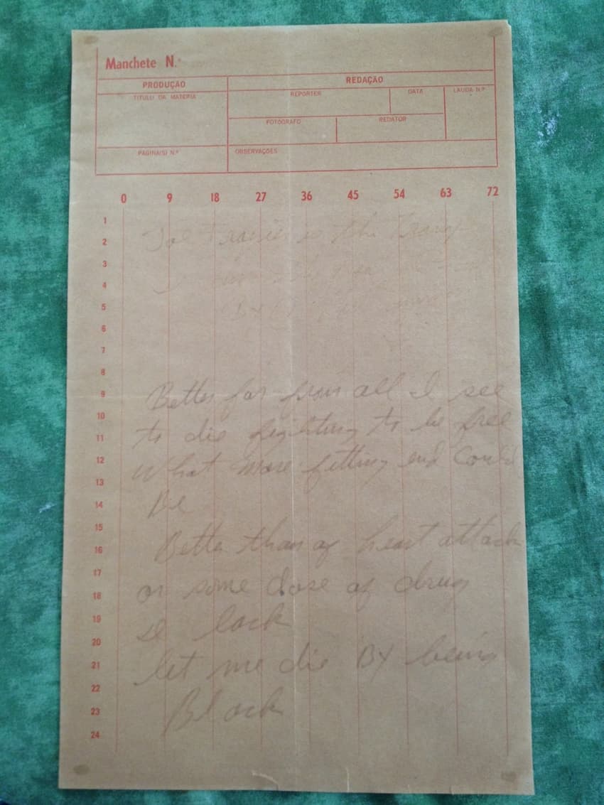 O poema escrito por Muhammad Ali (Foto: Arquivo Pessoal)