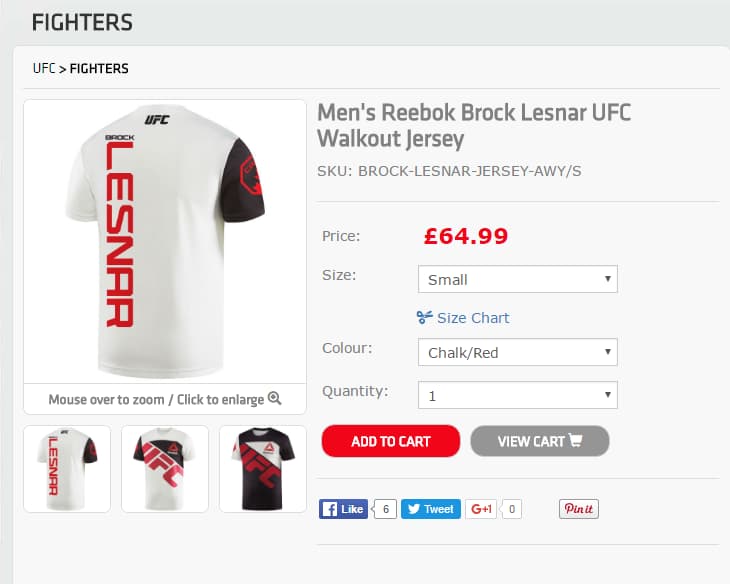 Uniforme de Lesnar está à venda