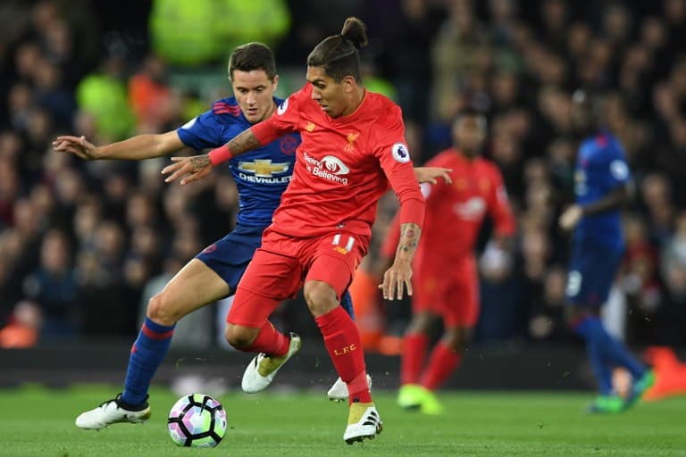 Ander Herrera e Roberto Firmino - Liverpool x Manchester United