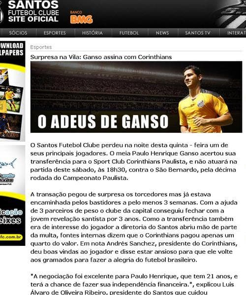 Ganso - site Santos