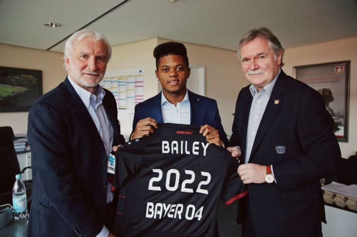 O Bayer Leverkusen fechou com o jamaicano Leon Bailey, de apenas 19 anos por 13,5 milhões de euros (R$ 45 milhões)