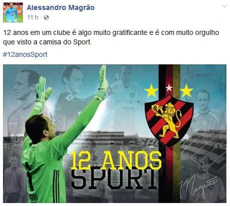 Magrão completa 12 anos de Sport