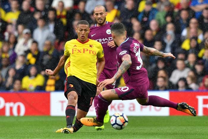 O meia-atacante Richarlison foi o único brasileiro a atuar pelo Watford na derrota acachapante para o City, tendo atuação discreta