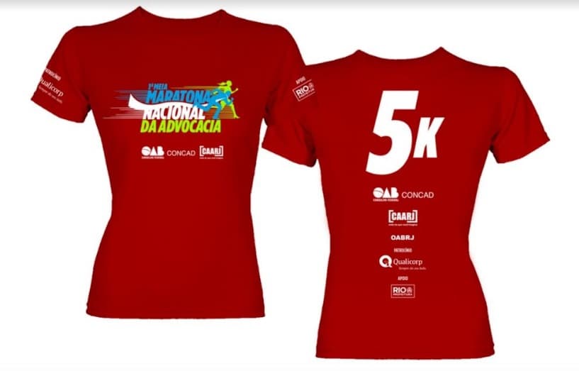 Camisa para o percurso de 21k da 1ª Meia Maratona da Advocacia