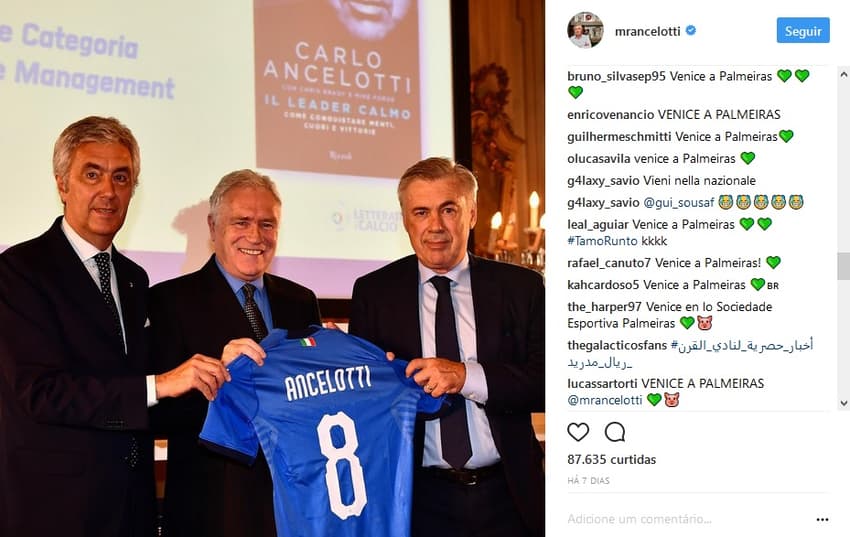 Palmeirenses 'invadem' perfil de Carlo Ancelotti
